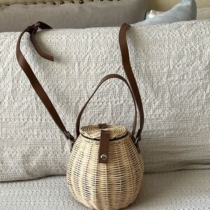 Straw Studios Cream Woven Crossbody Bag